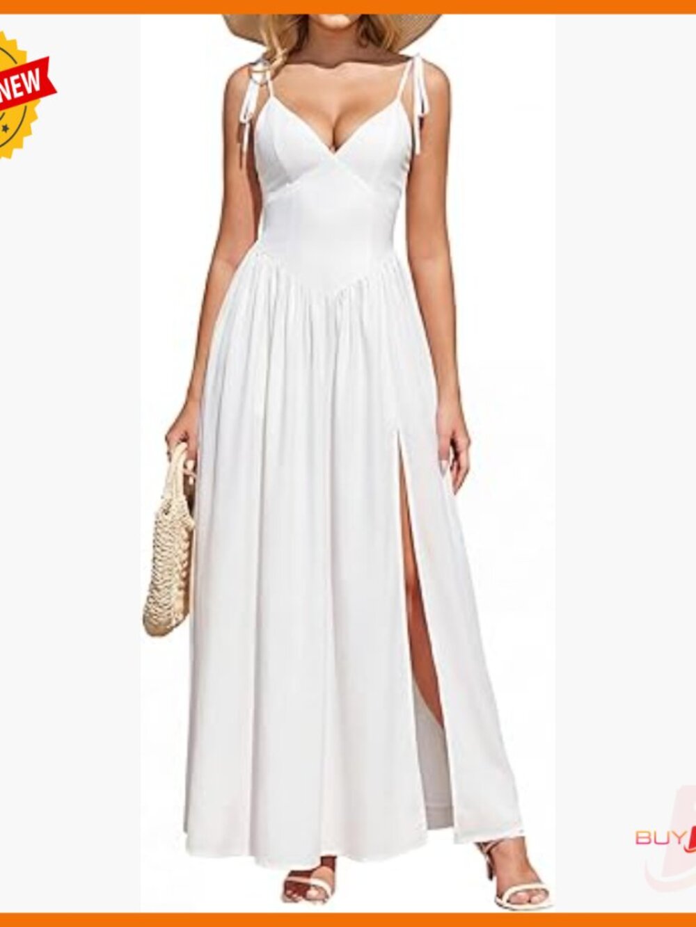 Floral V-Neck Maxi Dress With Lace Up Detail, Side Slit, Adjustable Straps